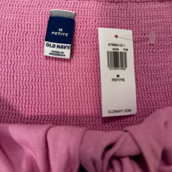 Old Navy Pink Fit & Flare Smocked Tie Front Linen Blend Sundress- Medium Petite - Picture 6 of 10